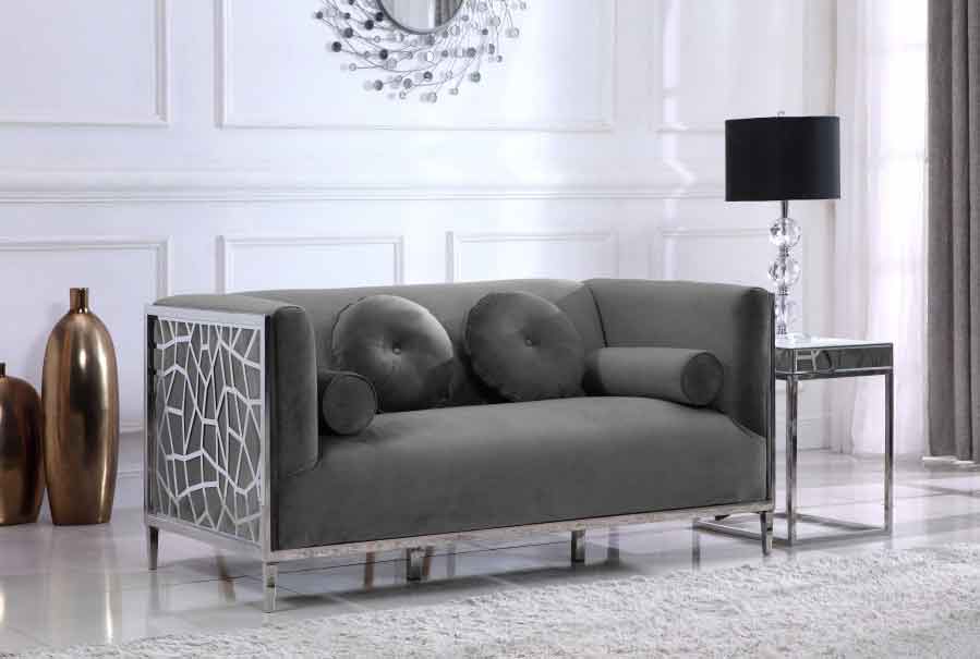 Meridian Furniture - Opal 3 Piece Living Room Set In Grey - 672Grey-S-3Set - ATL FURNITURE