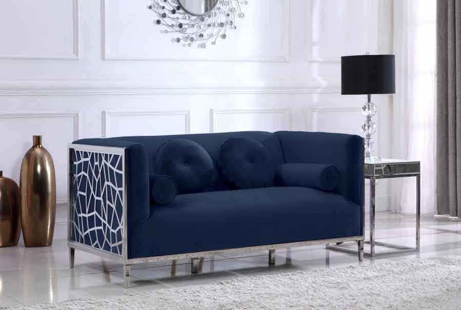 Meridian Furniture - Opal 3 Piece Living Room Set In Navy - 672Navy-S-3Set - ATL FURNITURE