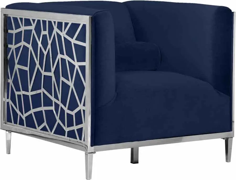 Meridian Furniture - Opal 3 Piece Living Room Set In Navy - 672Navy-S-3Set - ATL FURNITURE