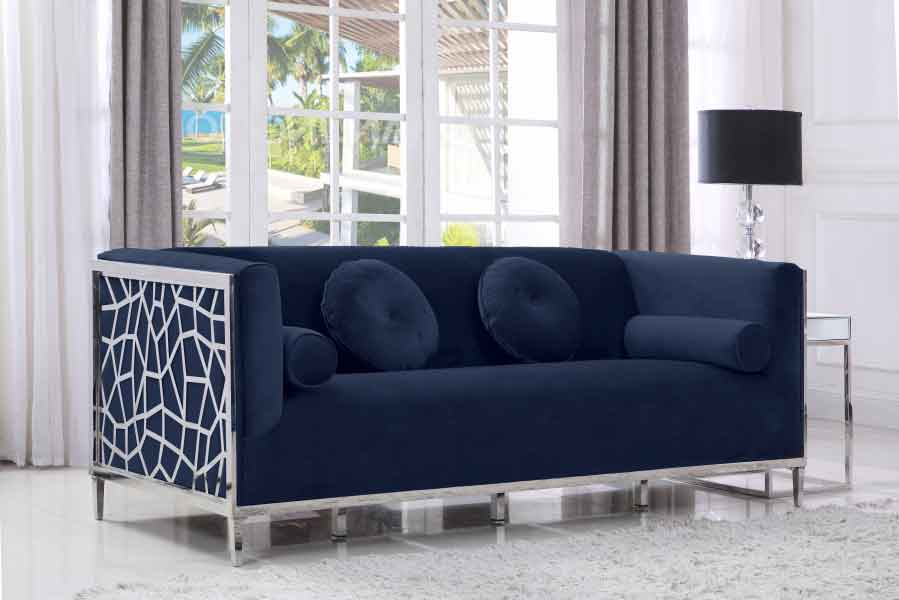 Meridian Furniture - Opal 3 Piece Living Room Set In Navy - 672Navy-S-3Set - ATL FURNITURE