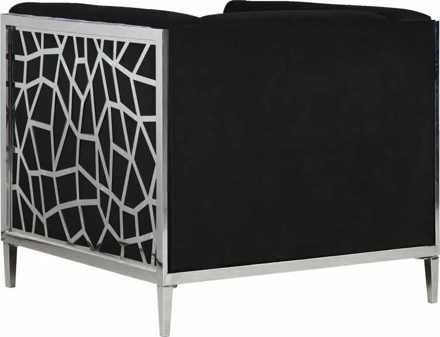 Meridian Furniture - Opal Velvet Chair In Black - 672Black-C - ATL FURNITURE