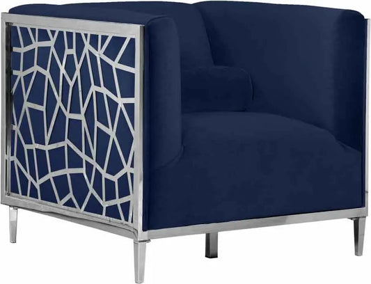 Meridian Furniture - Opal Velvet Chair In Navy - 672Navy-C - ATL FURNITURE