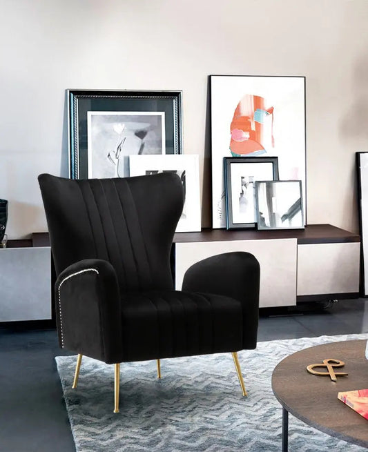 Meridian Furniture - Opera Velvet Accent Chair In Black - 532Black - ATL FURNITURE