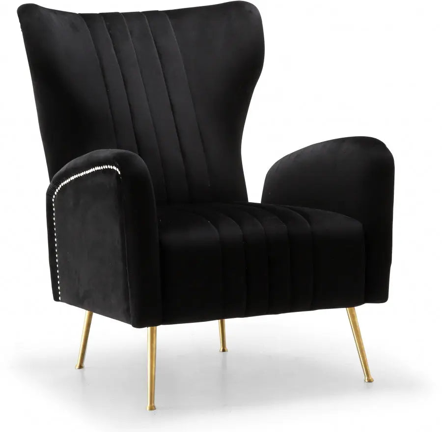 Meridian Furniture - Opera Velvet Accent Chair In Black - 532Black - ATL FURNITURE