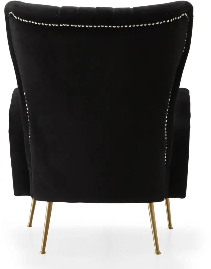 Meridian Furniture - Opera Velvet Accent Chair In Black - 532Black - ATL FURNITURE