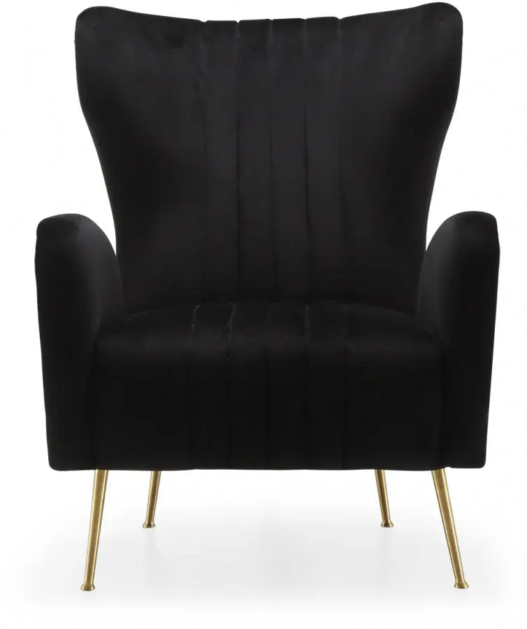 Meridian Furniture - Opera Velvet Accent Chair In Black - 532Black - ATL FURNITURE