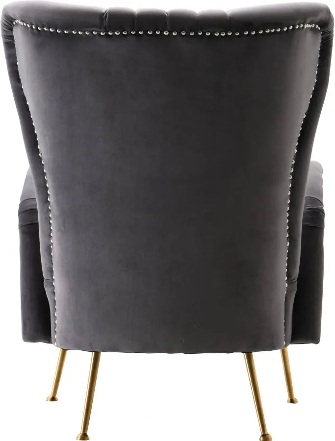 Meridian Furniture - Opera Velvet Accent Chair In Grey - 532Grey - ATL FURNITURE