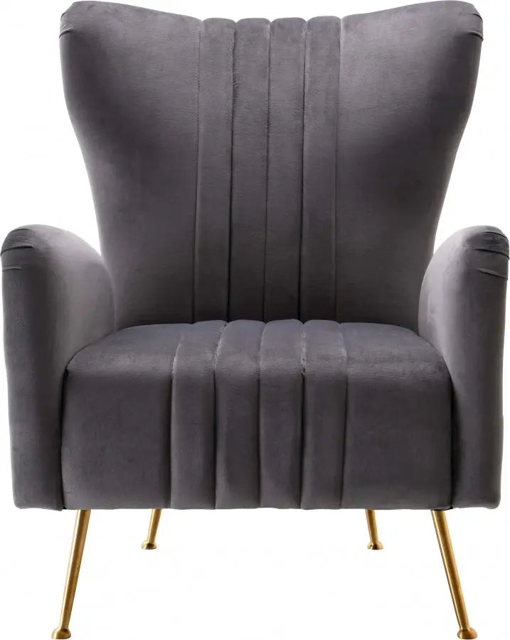 Meridian Furniture - Opera Velvet Accent Chair In Grey - 532Grey - ATL FURNITURE