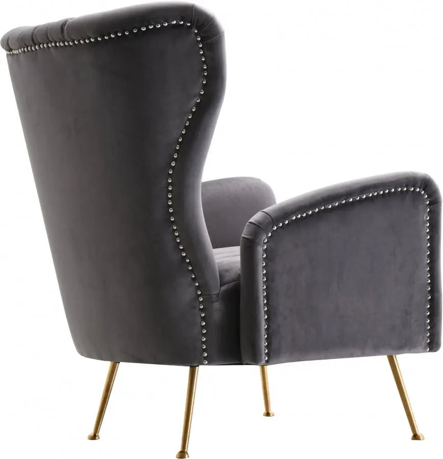 Meridian Furniture - Opera Velvet Accent Chair In Grey - 532Grey - ATL FURNITURE