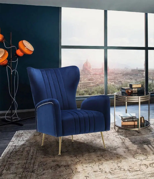 Meridian Furniture - Opera Velvet Accent Chair In Navy - 532Navy - ATL FURNITURE