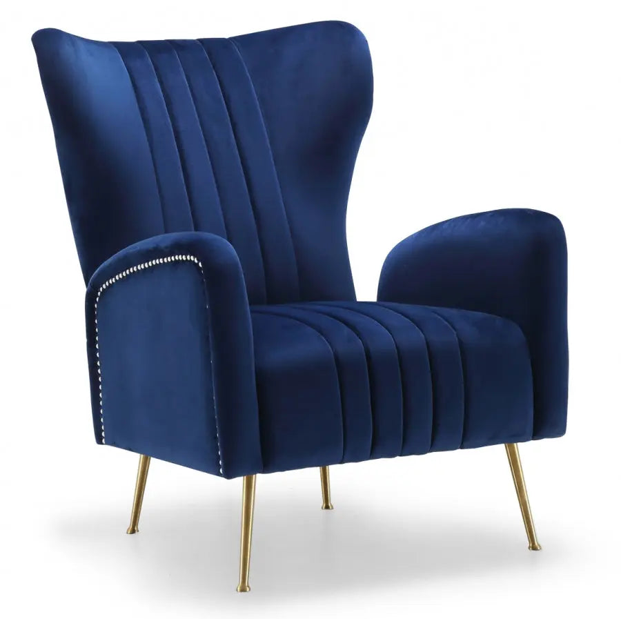 Meridian Furniture - Opera Velvet Accent Chair In Navy - 532Navy - ATL FURNITURE