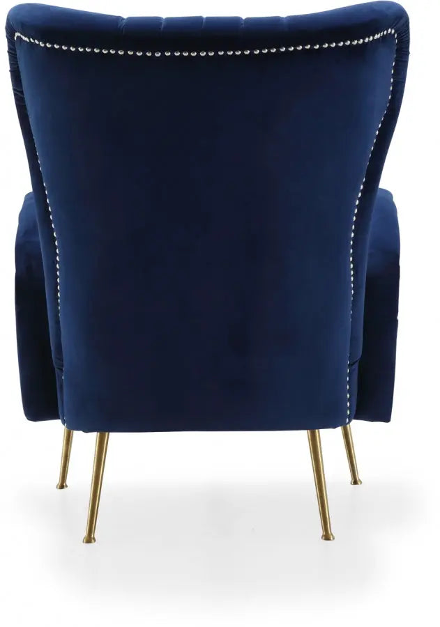 Meridian Furniture - Opera Velvet Accent Chair In Navy - 532Navy - ATL FURNITURE