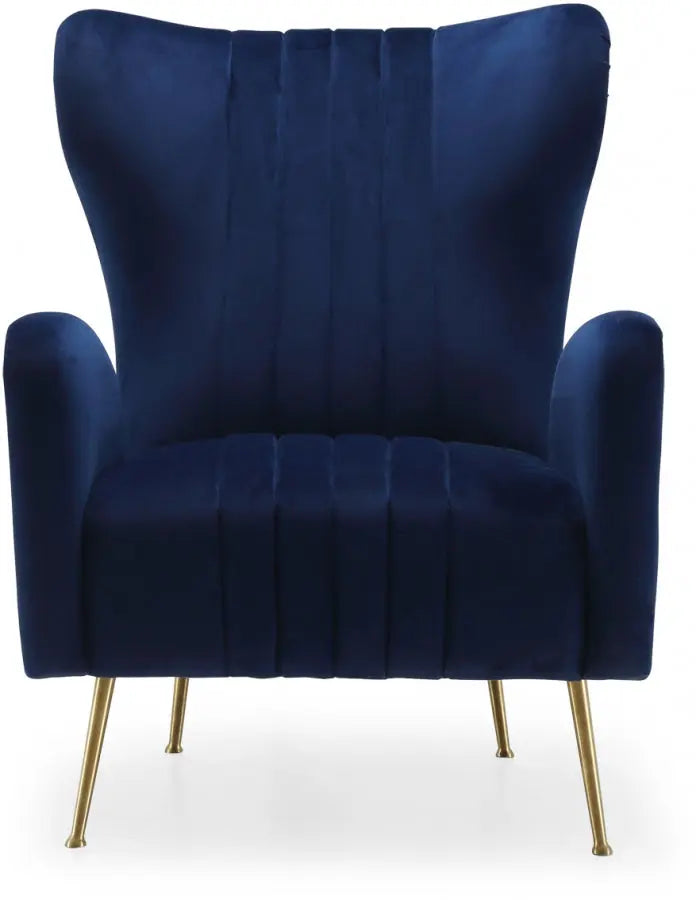 Meridian Furniture - Opera Velvet Accent Chair In Navy - 532Navy - ATL FURNITURE