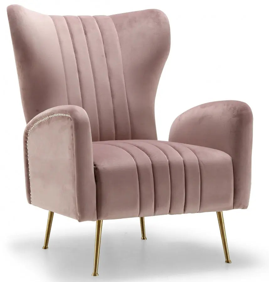 Meridian Furniture - Opera Velvet Accent Chair In Pink - 532Pink - ATL FURNITURE