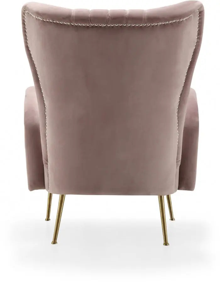 Meridian Furniture - Opera Velvet Accent Chair In Pink - 532Pink - ATL FURNITURE