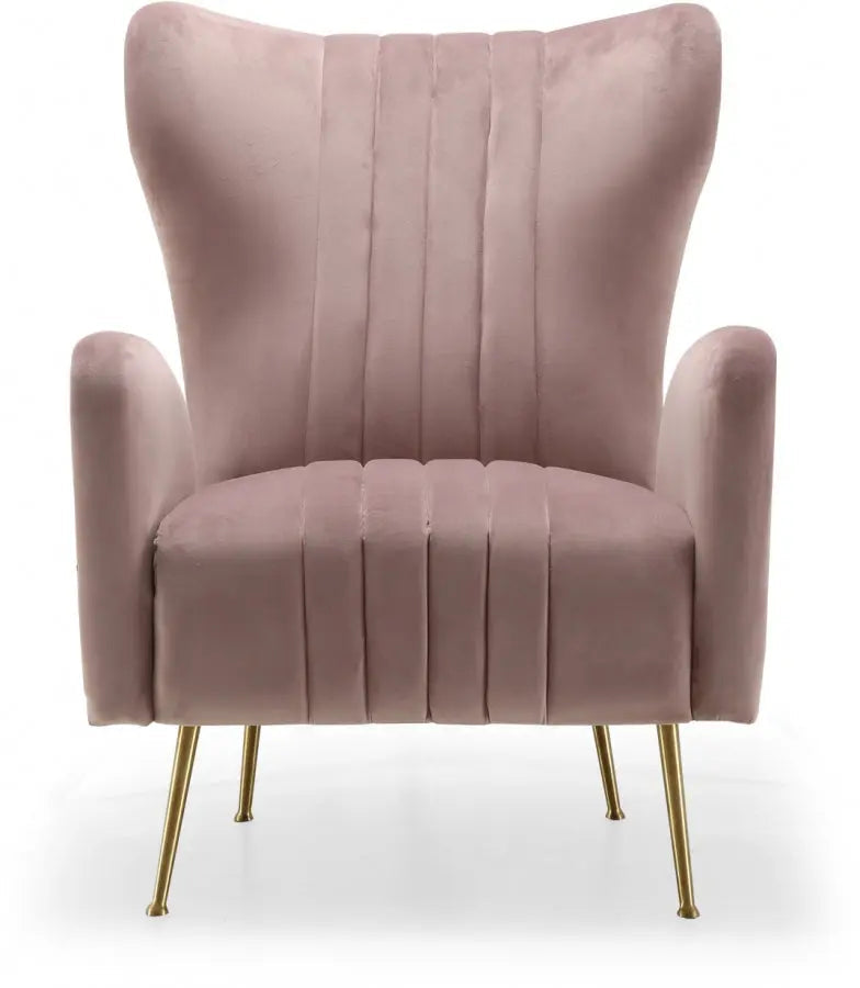 Meridian Furniture - Opera Velvet Accent Chair In Pink - 532Pink - ATL FURNITURE