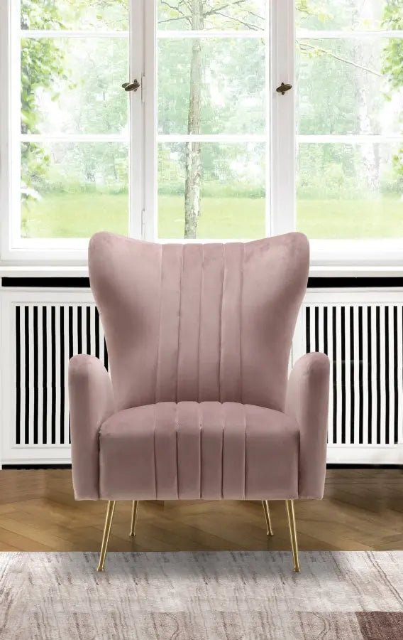 Meridian Furniture - Opera Velvet Accent Chair In Pink - 532Pink - ATL FURNITURE