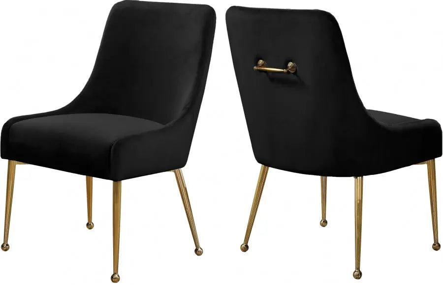 Meridian Furniture - Owen Velvet Dining Chair Set Of 2 In Black - 744Black - ATL FURNITURE