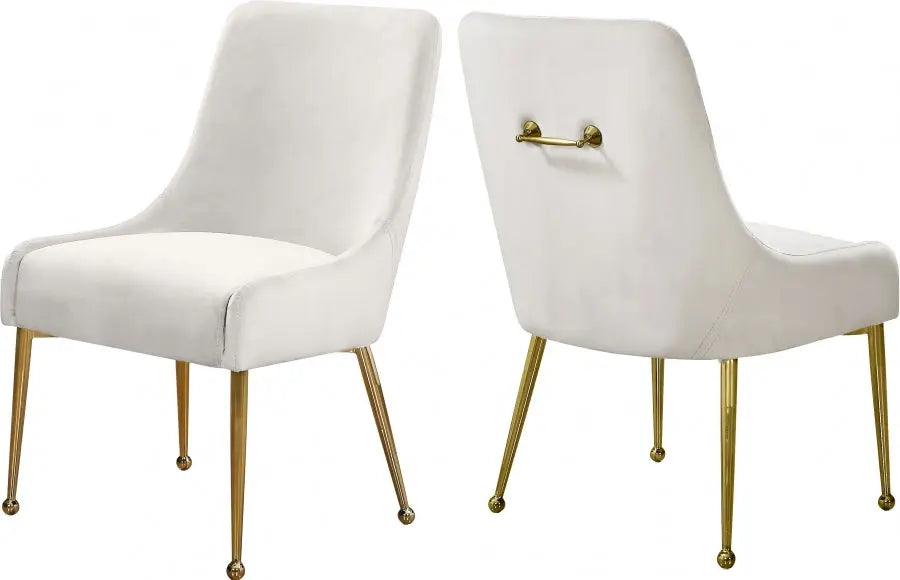 Meridian Furniture - Owen Velvet Dining Chair Set Of 2 In Cream - 744Cream - ATL FURNITURE