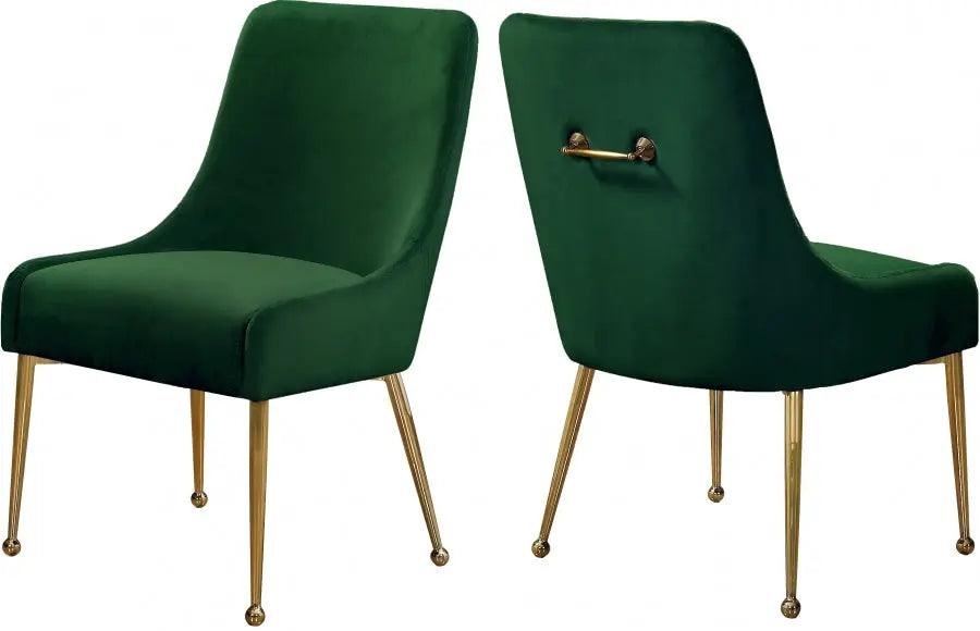 Meridian Furniture - Owen Velvet Dining Chair Set Of 2 In Green - 744Green - ATL FURNITURE