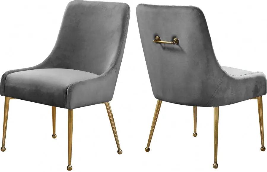 Meridian Furniture - Owen Velvet Dining Chair Set Of 2 In Grey - 744Grey - ATL FURNITURE