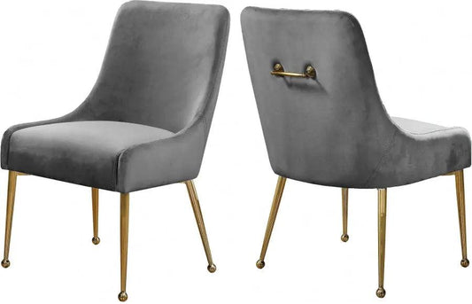 Meridian Furniture - Owen Velvet Dining Chair Set Of 2 In Grey - 744Grey - ATL FURNITURE