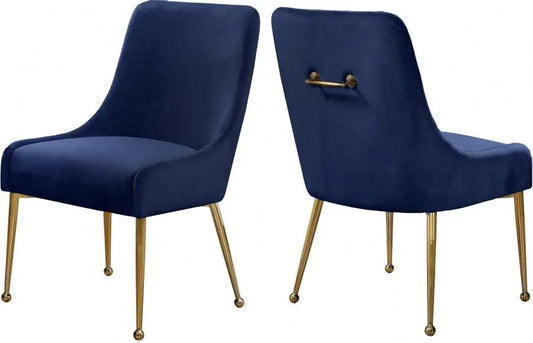 Meridian Furniture - Owen Velvet Dining Chair Set Of 2 In Navy - 744Navy - ATL FURNITURE