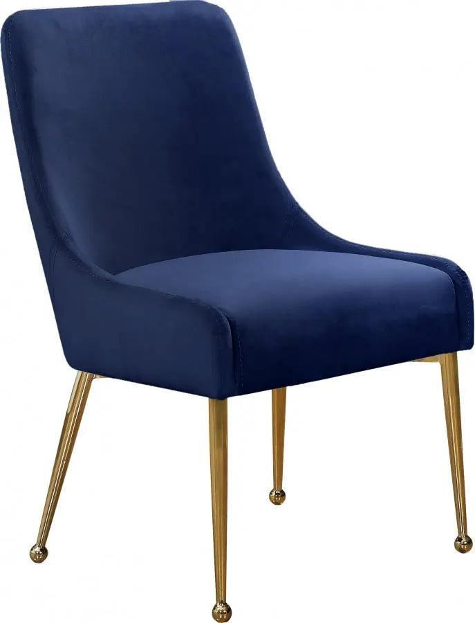 Meridian Furniture - Owen Velvet Dining Chair Set Of 2 In Navy - 744Navy - ATL FURNITURE