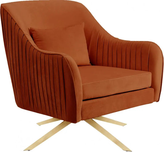 Meridian Furniture - Paloma Velvet Swivel Accent Chair In Cognac - 585Cognac - ATL FURNITURE