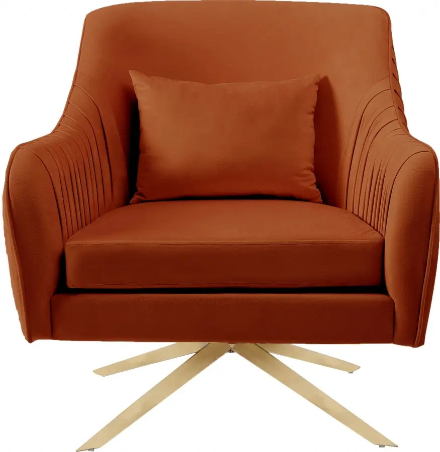 Meridian Furniture - Paloma Velvet Swivel Accent Chair In Cognac - 585Cognac - ATL FURNITURE