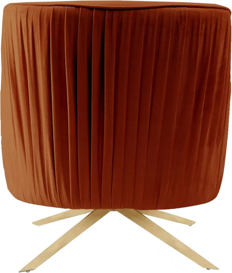 Meridian Furniture - Paloma Velvet Swivel Accent Chair In Cognac - 585Cognac - ATL FURNITURE