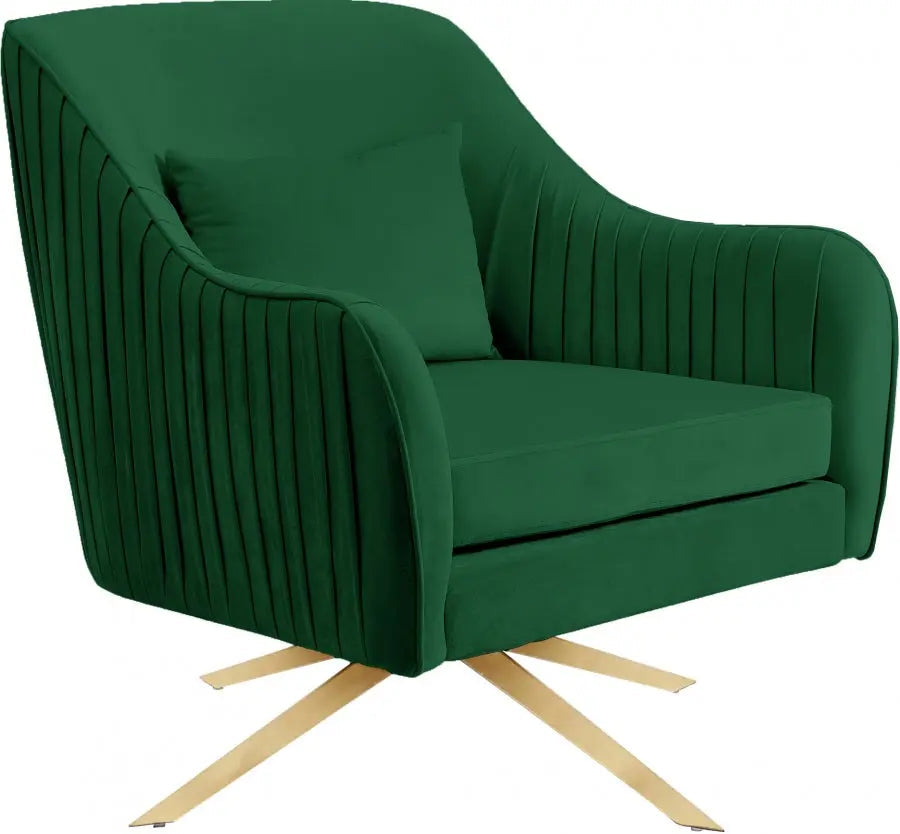 Meridian Furniture - Paloma Velvet Swivel Accent Chair In Green - 585Green - ATL FURNITURE