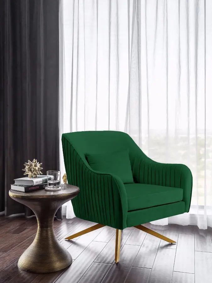 Meridian Furniture - Paloma Velvet Swivel Accent Chair In Green - 585Green - ATL FURNITURE