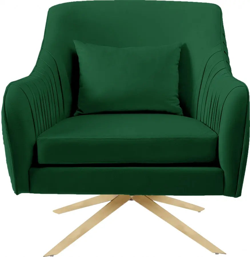 Meridian Furniture - Paloma Velvet Swivel Accent Chair In Green - 585Green - ATL FURNITURE