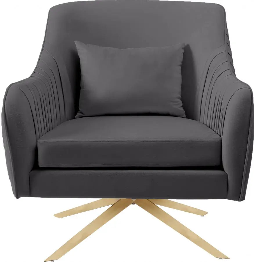 Meridian Furniture - Paloma Velvet Swivel Accent Chair In Grey - 585Grey - ATL FURNITURE