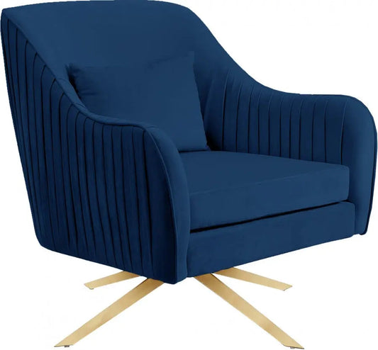 Meridian Furniture - Paloma Velvet Swivel Accent Chair In Navy - 585Navy - ATL FURNITURE