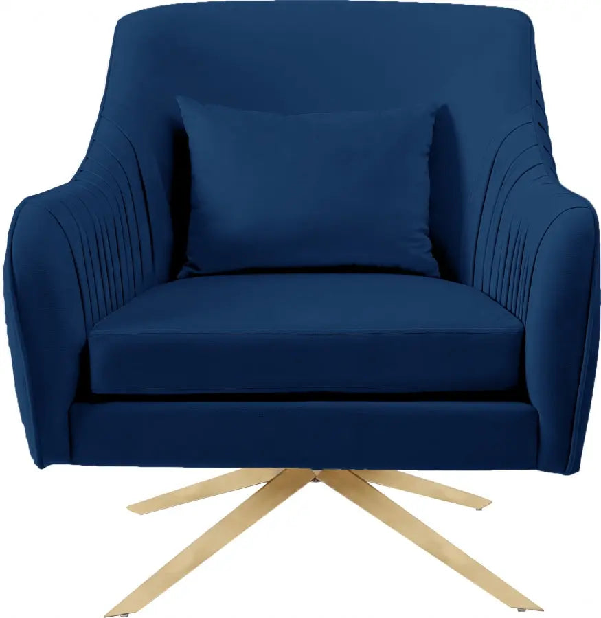 Meridian Furniture - Paloma Velvet Swivel Accent Chair In Navy - 585Navy - ATL FURNITURE