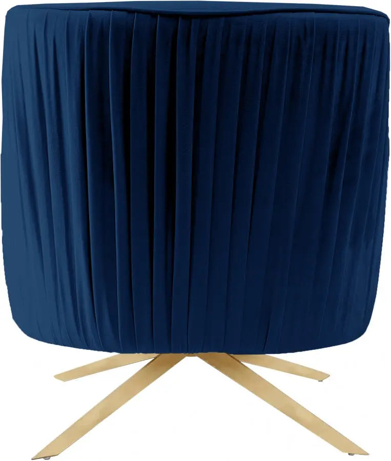 Meridian Furniture - Paloma Velvet Swivel Accent Chair In Navy - 585Navy - ATL FURNITURE