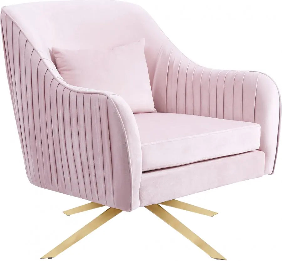 Meridian Furniture - Paloma Velvet Swivel Accent Chair In Pink - 585Pink - ATL FURNITURE