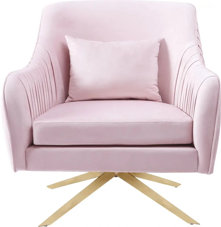 Meridian Furniture - Paloma Velvet Swivel Accent Chair In Pink - 585Pink - ATL FURNITURE