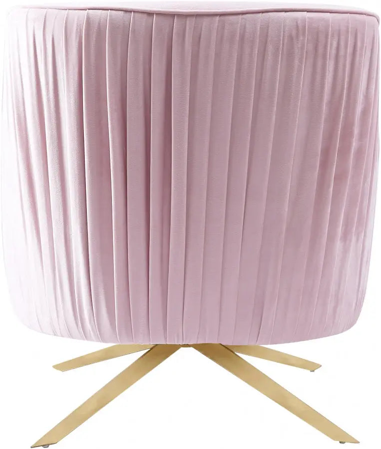 Meridian Furniture - Paloma Velvet Swivel Accent Chair In Pink - 585Pink - ATL FURNITURE