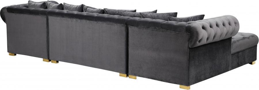 Presley 3 Piece Velvet Sectional In Grey - ATL FURNITURE