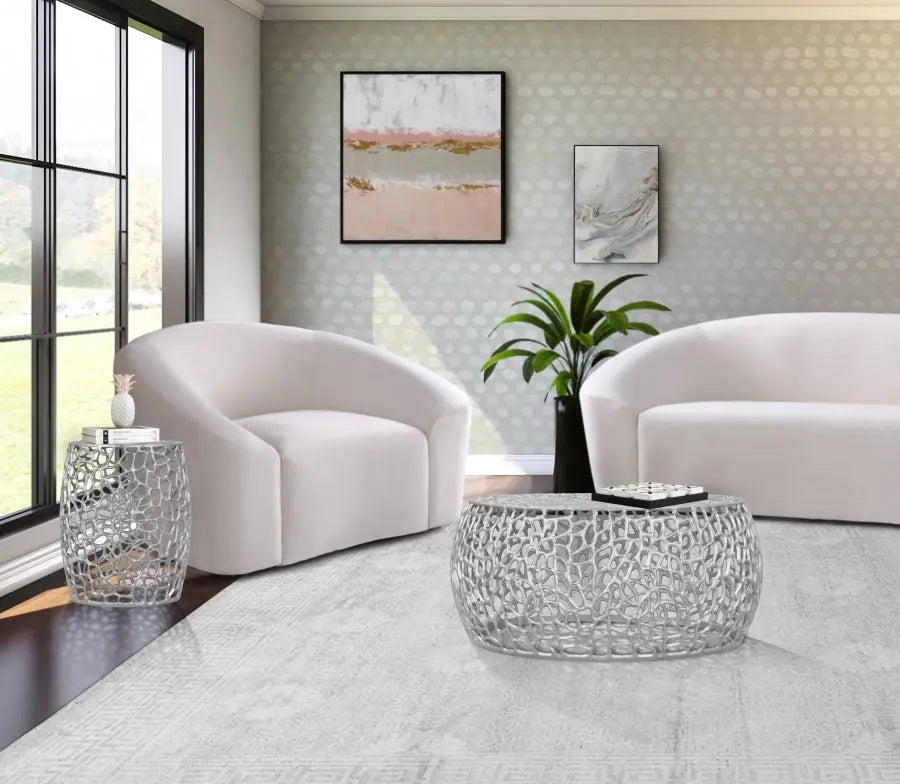 Meridian Furniture - Priya 3 Piece Occasional Table Set In Silver - 224Silver-3Set - ATL FURNITURE