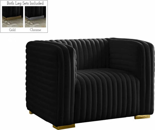 Meridian Furniture - Ravish Velvet Chair In Black - 640Black-C - ATL FURNITURE