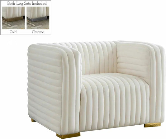 Meridian Furniture - Ravish Velvet Chair In Cream - 640Cream-C - ATL FURNITURE