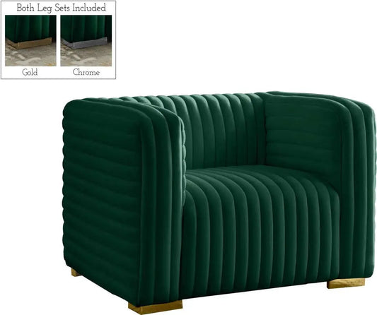 Meridian Furniture - Ravish Velvet Chair In Green - 640Green-C - ATL FURNITURE