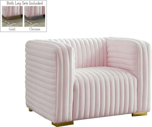 Meridian Furniture - Ravish Velvet Chair In Pink - 640Pink-C - ATL FURNITURE