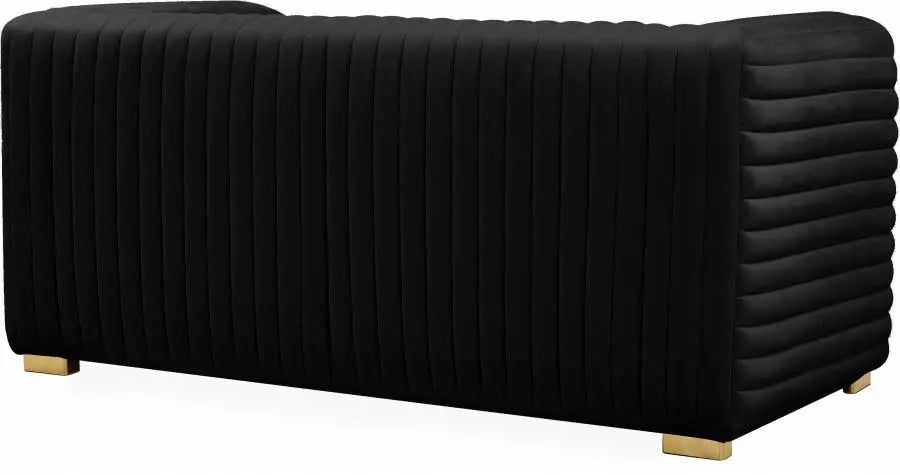 Meridian Furniture - Ravish Velvet Loveseat In Black - 640Black-L - ATL FURNITURE