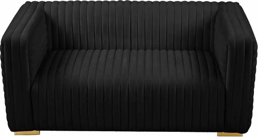 Meridian Furniture - Ravish Velvet Loveseat In Black - 640Black-L - ATL FURNITURE