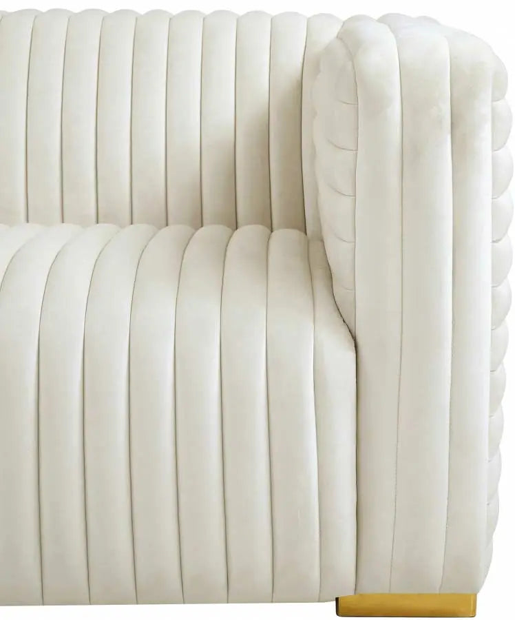 Meridian Furniture - Ravish Velvet Loveseat In Cream - 640Cream-L - ATL FURNITURE